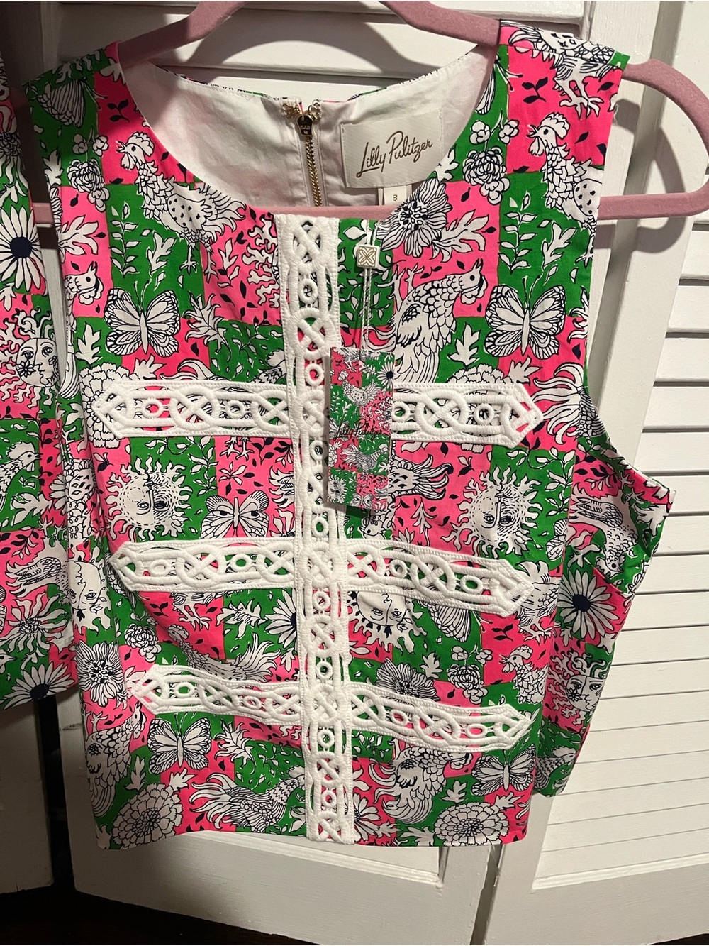 Lilly Pulitzer Pink & Green Sleeveless Floral Butterfly Tank
